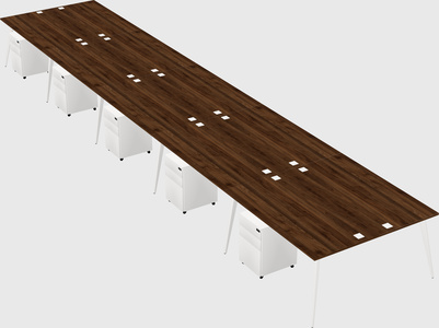 Shared rectangular office desk system