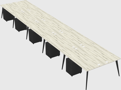 Shared rectangular office desk system