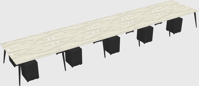 Shared rectangular office desk system