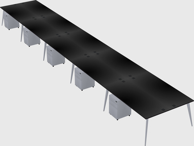 Shared rectangular office desk system