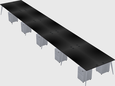 Shared rectangular office desk system
