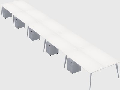 Shared rectangular office desk system