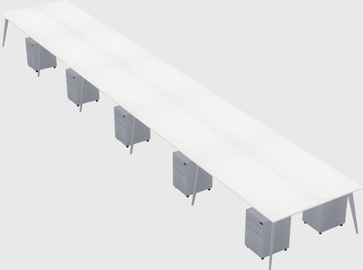 Shared rectangular office desk system
