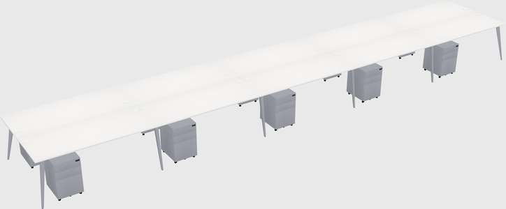 Shared rectangular office desk system