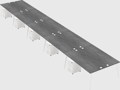 Shared rectangular office desk system