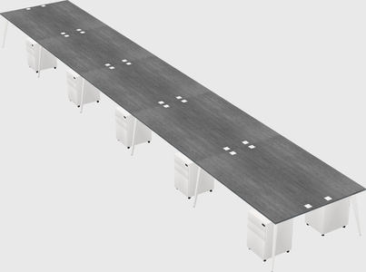 Shared rectangular office desk system