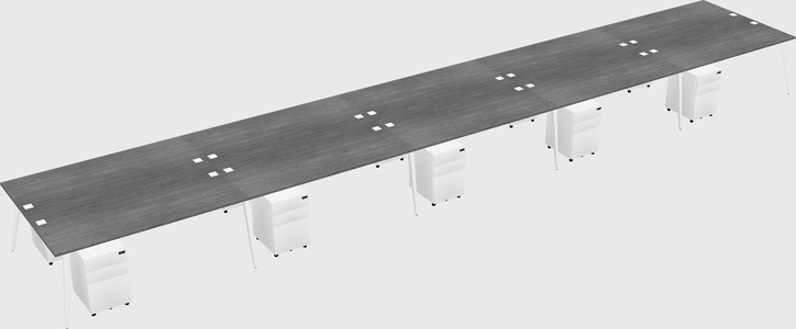 Shared rectangular office desk system