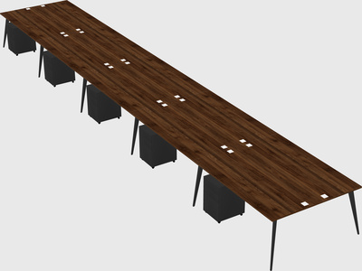 Shared rectangular office desk system