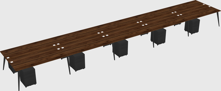 Shared rectangular office desk system