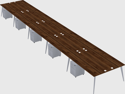 Shared rectangular office desk system