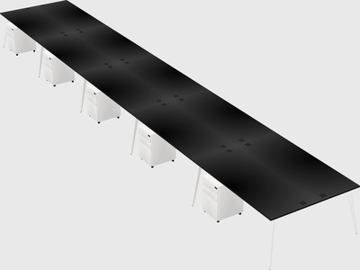 Shared rectangular office desk system