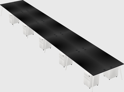 Shared rectangular office desk system
