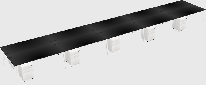 Shared rectangular office desk system