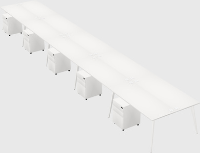 Shared rectangular office desk system