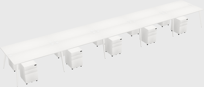 Shared rectangular office desk system