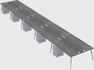 Shared rectangular office desk system