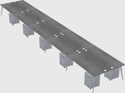 Shared rectangular office desk system