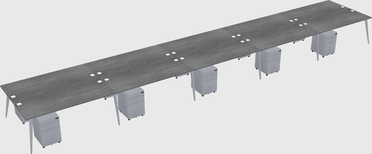 Shared rectangular office desk system