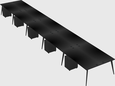 Shared rectangular office desk system