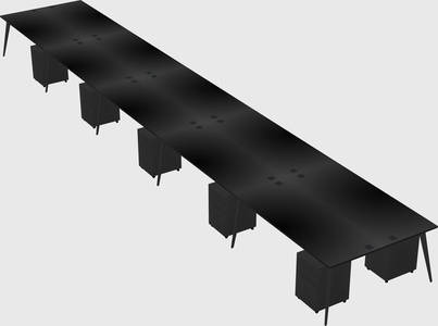 Shared rectangular office desk system