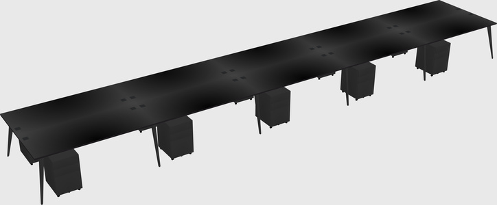 Shared rectangular office desk system