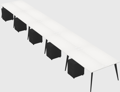 Shared rectangular office desk system