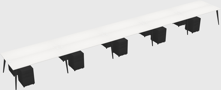Shared rectangular office desk system