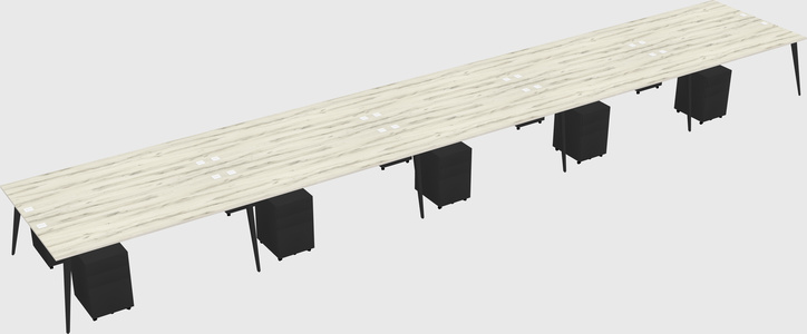 Shared rectangular office desk system