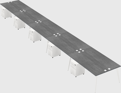 Shared rectangular office desk system