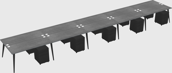 Shared rectangular office desk system