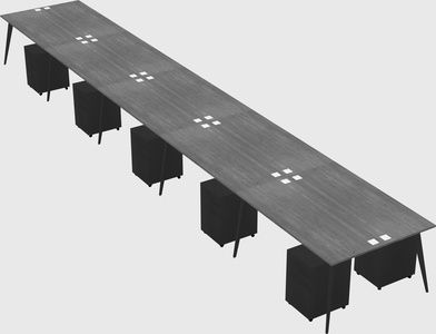 Shared rectangular office desk system