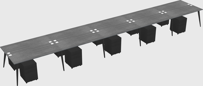 Shared rectangular office desk system