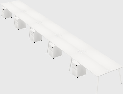 Shared rectangular office desk system