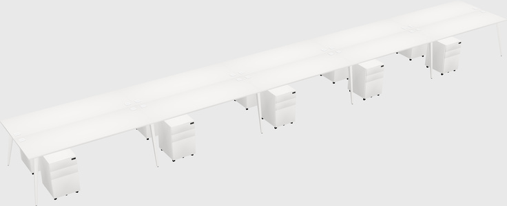 Shared rectangular office desk system