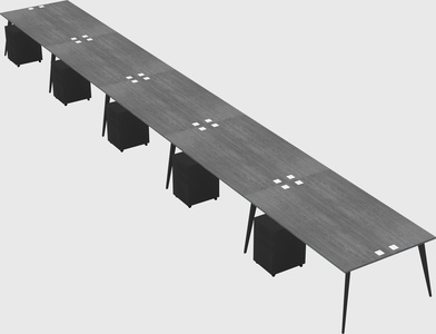 Shared rectangular office desk system