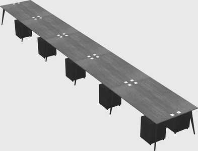 Shared rectangular office desk system