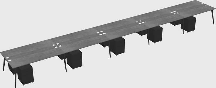 Shared rectangular office desk system