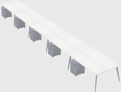 Shared rectangular office desk system