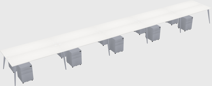 Shared rectangular office desk system