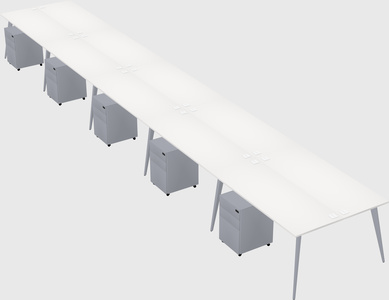 Shared rectangular office desk system
