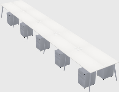 Shared rectangular office desk system