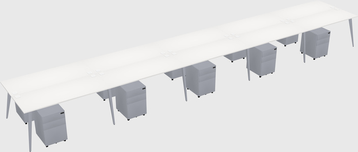 Shared rectangular office desk system