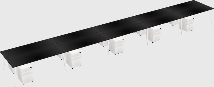Shared rectangular office desk system