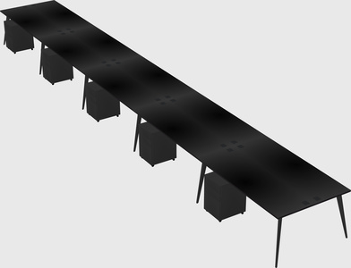 Shared rectangular office desk system