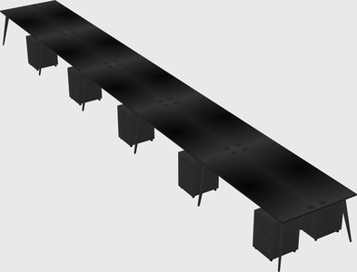 Shared rectangular office desk system