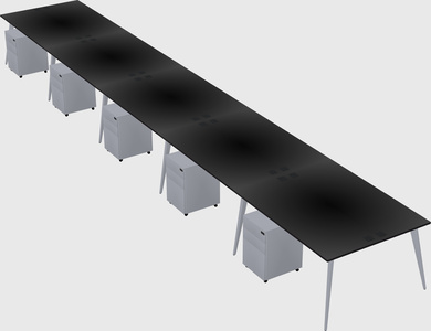 Shared rectangular office desk system