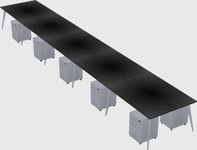 Shared rectangular office desk system