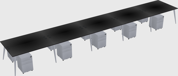 Shared rectangular office desk system