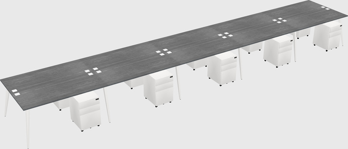 Shared rectangular office desk system
