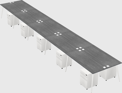 Shared rectangular office desk system